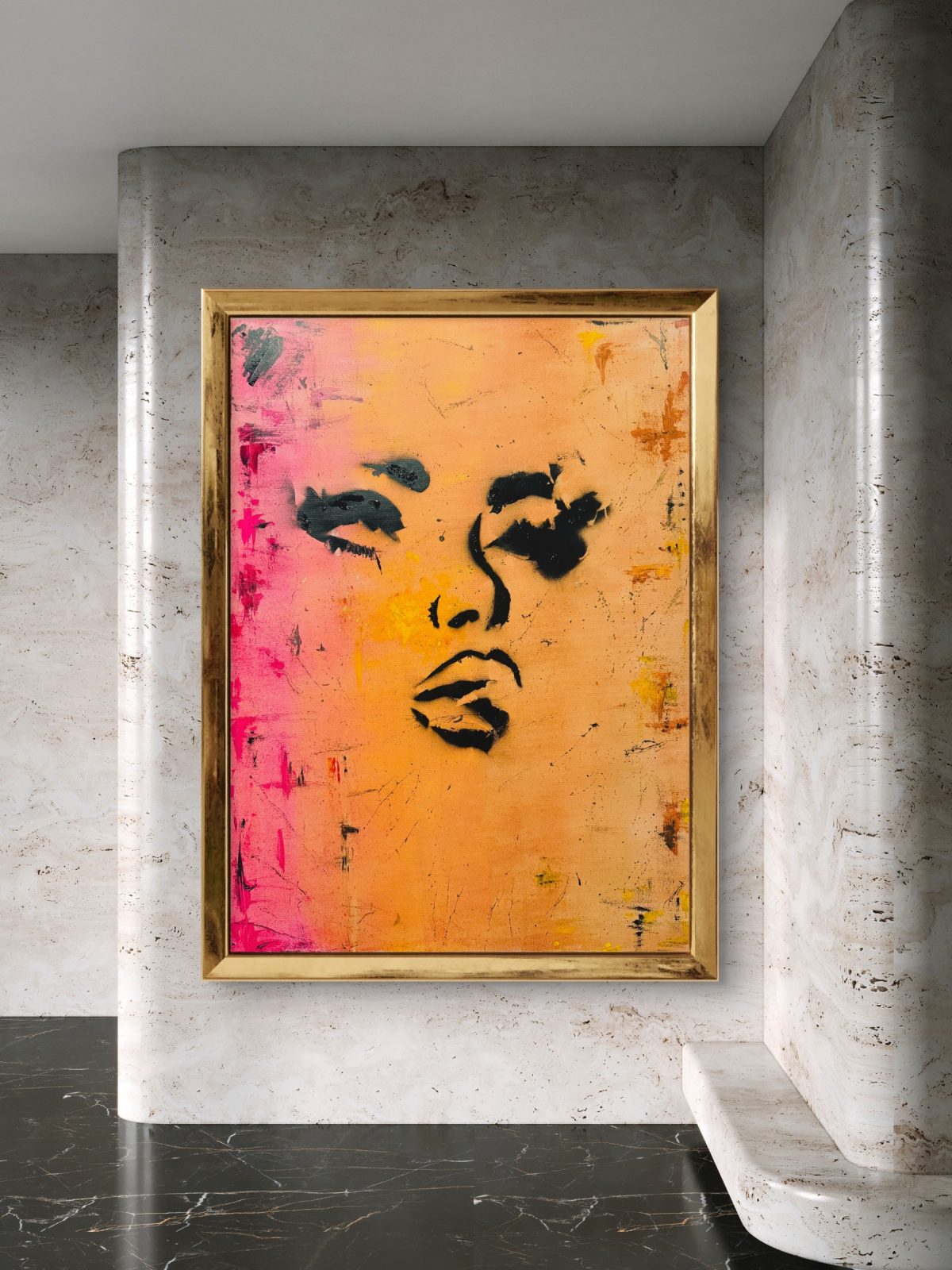 Elusive - acrylic painting with gold leaf by Katarina Maria Smederevac