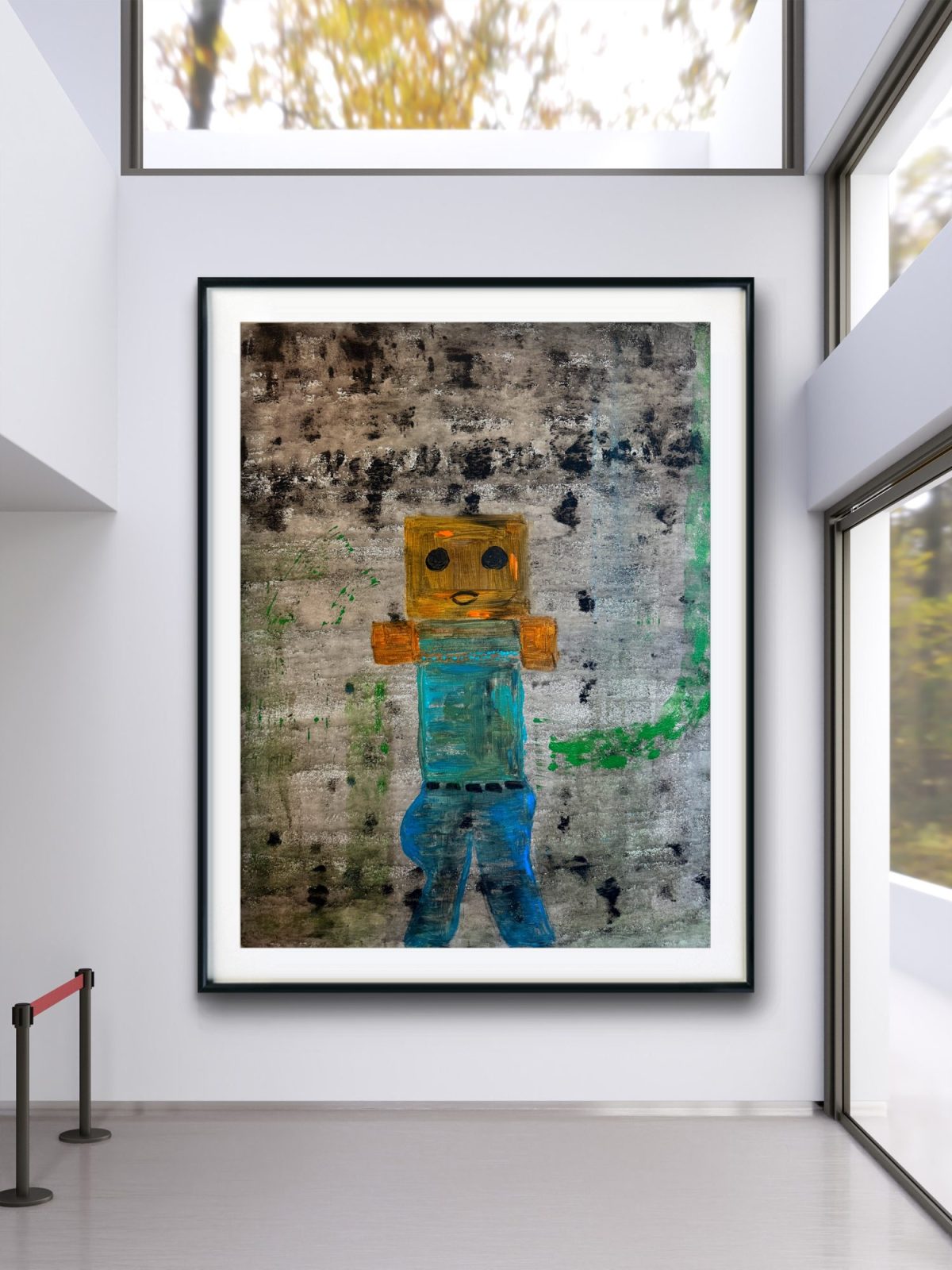 Lego Boy - acrylic painting with gold leaf by Katarina Maria Smederevac