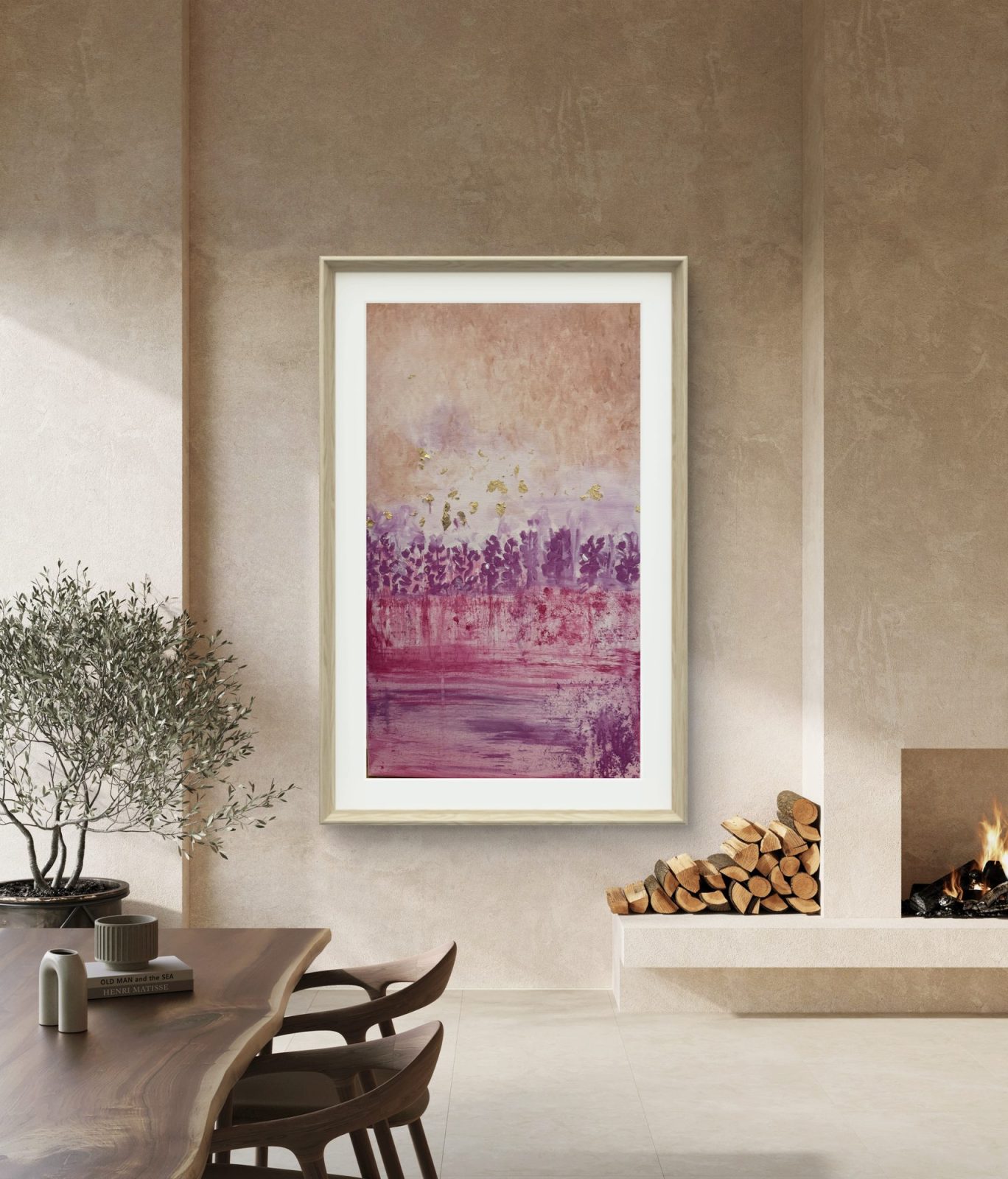 Shimmering Meadow - acrylic painting with gold leaf by Katarina Maria Smederevac